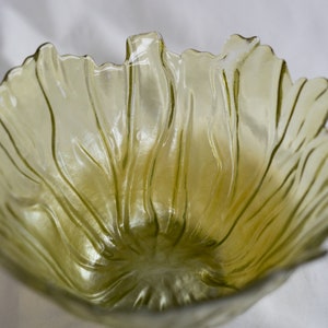Vintage geel geperst glas kom, decoratieve catch all bowl afbeelding 4