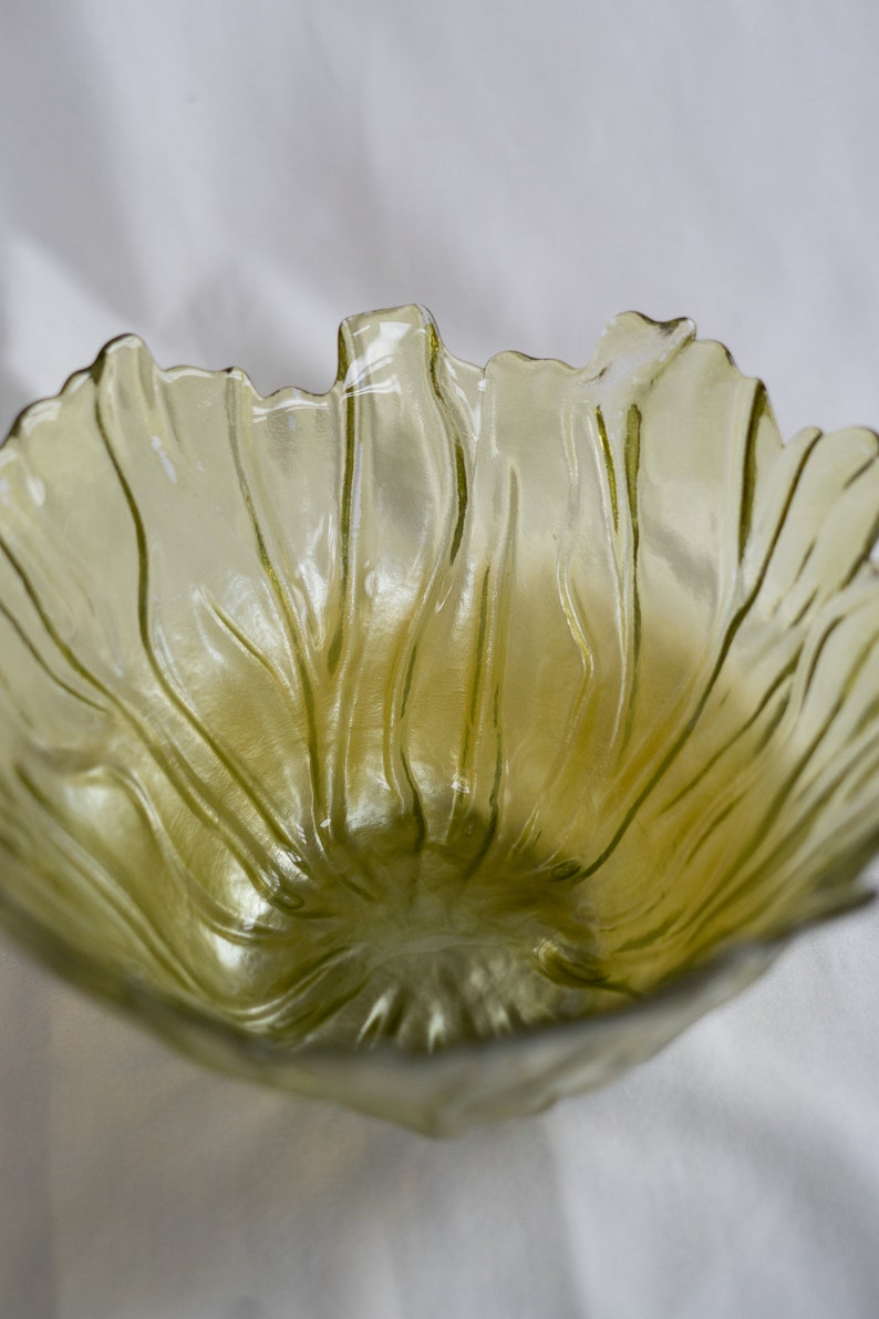 Vintage Yellow Pressed Glass Bowl, Decorative Catch All Bowl image 4