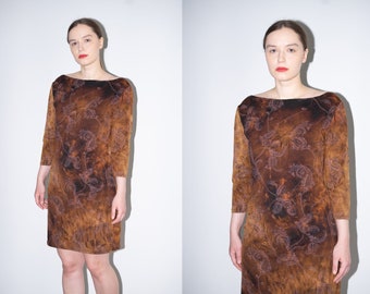 Y2K Braunes Paisley Minikleid Gr. L
