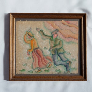 Francoise Deberdt &quot;La Bourée&quot; Vintage Watercolor, Signed Framed Painting 1983