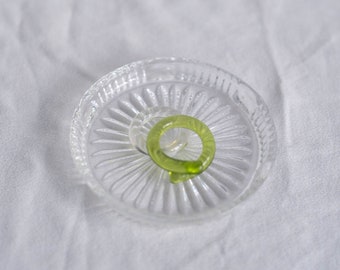 Vintage Glass Ring Holder, Small Jewelry Dish