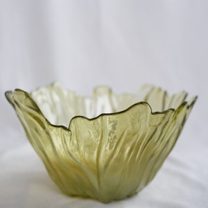 Vintage geel geperst glas kom, decoratieve catch all bowl afbeelding 5