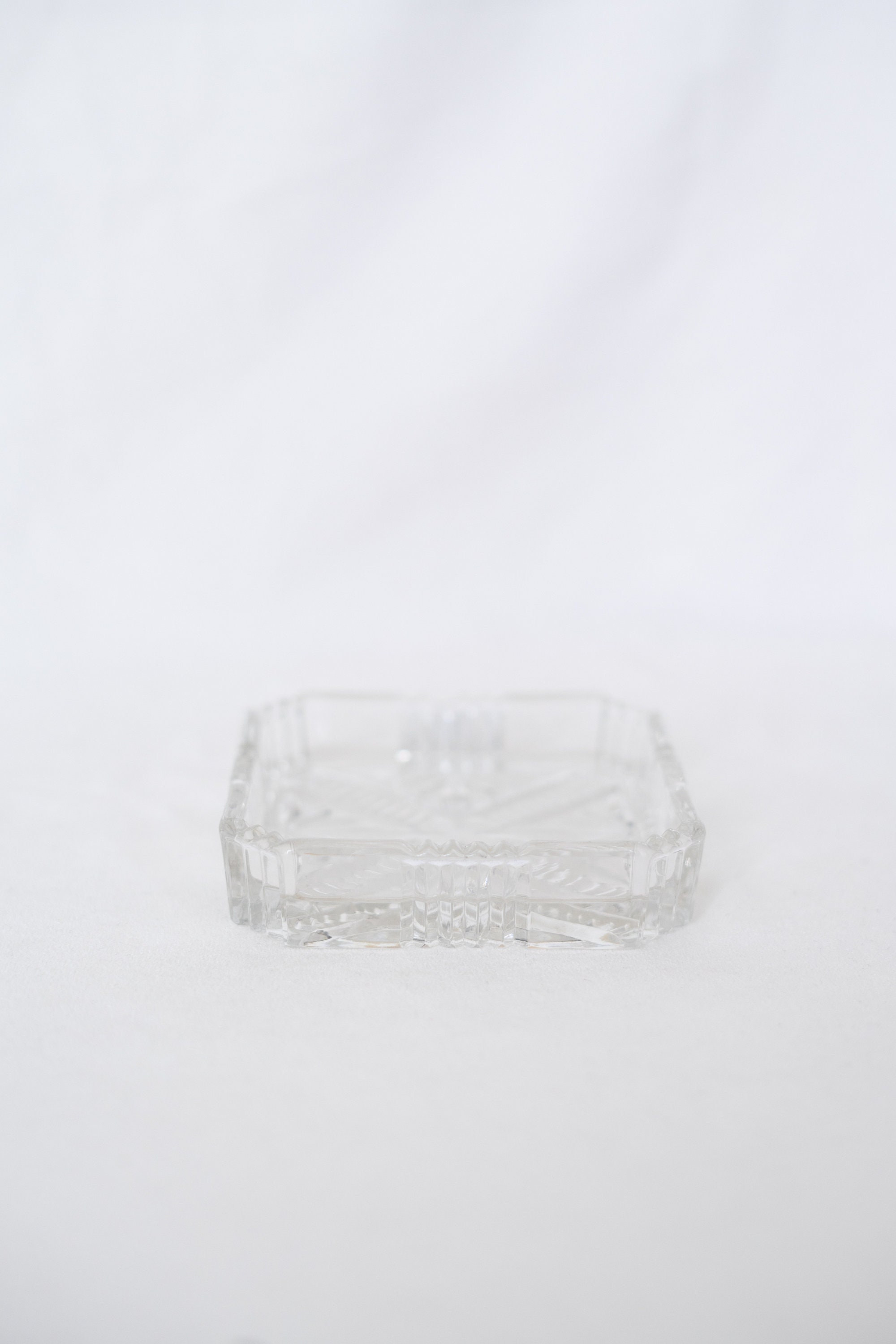Vintage Jewelry Dish, Square Cut Glass Bowl 80s Etsy