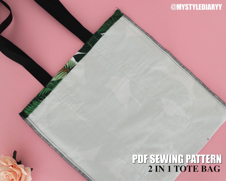 Tote Bag Pattern Lined tote bag sewing pattern with pocket grocery bag sewing pattern digital download pdf sewing pattern image 6