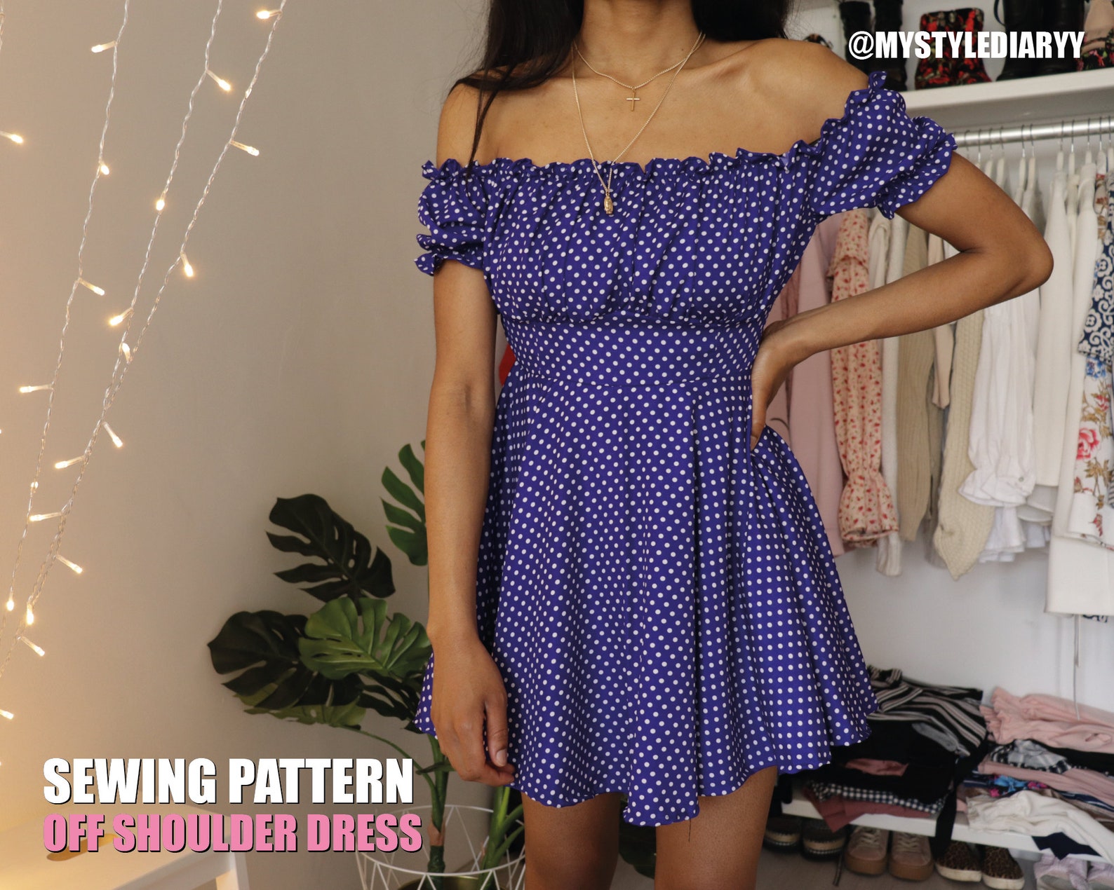 Off Shoulder Ruffle Dress Sewing Pattern for Women Summer - Etsy