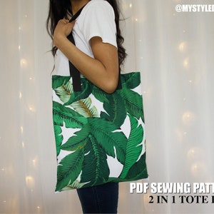 Tote Bag Pattern Lined tote bag sewing pattern with pocket grocery bag sewing pattern digital download pdf sewing pattern image 9