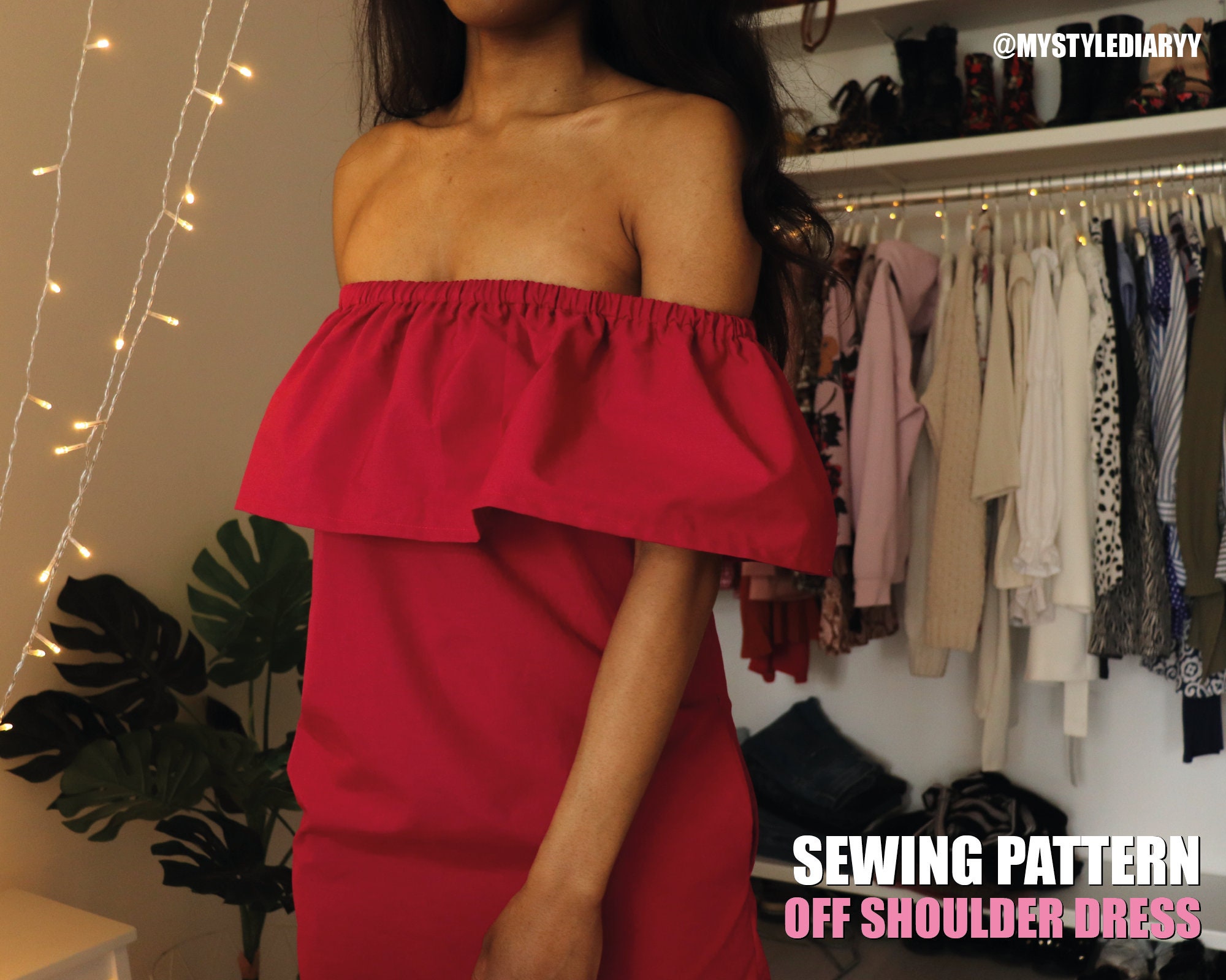 Off Shoulder Dress Sewing Pattern for Women, PDF Digital Pattern - Etsy