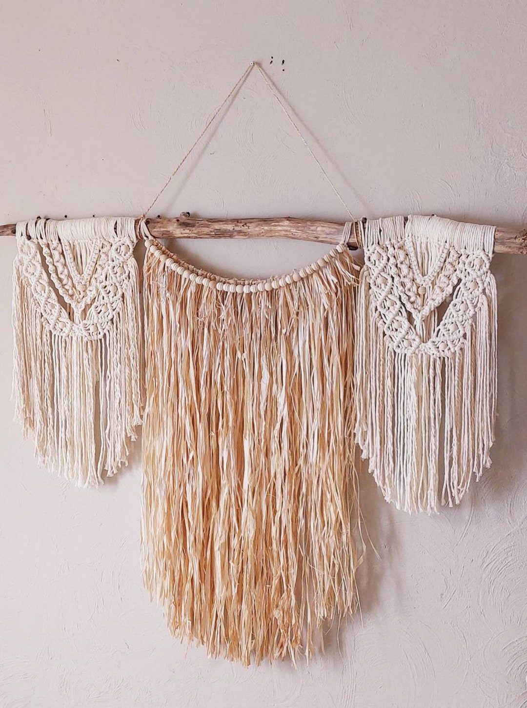 Handmade Macrame Raffia Wall Hanging - Etsy