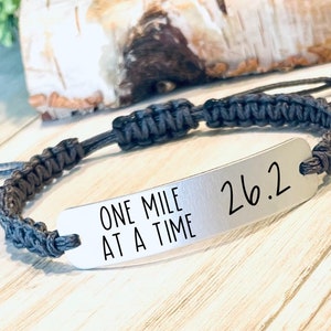 Laser Engraved Marathon Bracelet: Adjustable Runner Gift