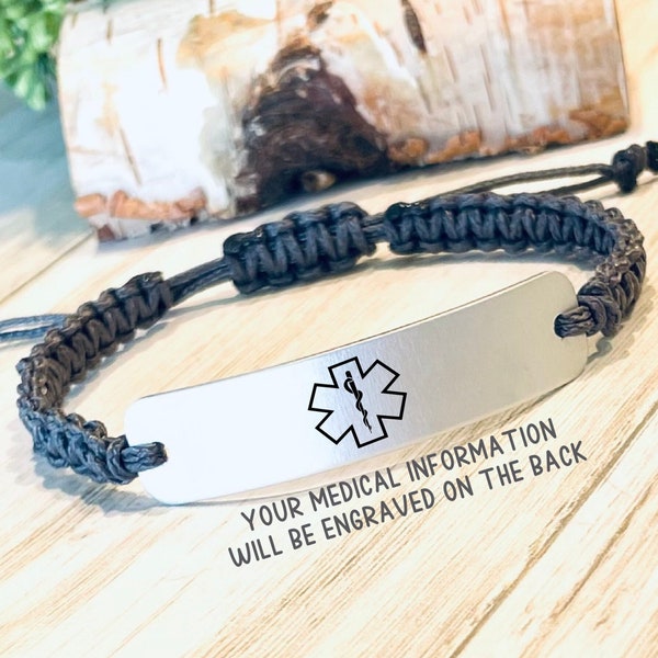 Medical Alert Bracelet, Laser Engraved Bracelet, Medical ID Bracelet, Awareness Bracelet, Adjustable Bracelet, Blood Thinner