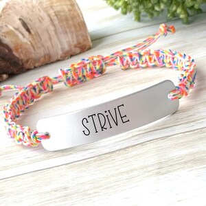 Engraved Aluminum Mantra Bracelet: Inspirational Adjustable Jewelry