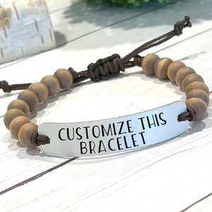 Custom Bracelet, Personalized Bracelet, Customized Bracelet, Your Words Here, Laser Engraved, Beaded Bracelet, Inspirational Bracelet