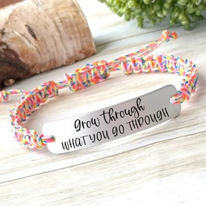 Engraved Aluminum Mantra Bracelet: Inspirational Cheer Up Gift