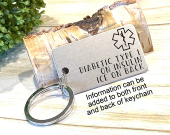 Medical Alert Keychain, Medical ID Keychain, Laser Engraved Keychain, Medical Awareness, Lightweight Keychain