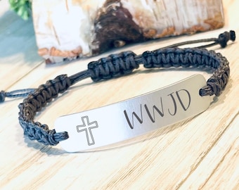 WWJD Bracelet: Laser Engraved Aluminum Christian Jewelry