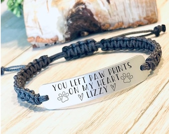 Pet Loss Bracelet, Pet Memorial, Loss of Pet, Personalized Bracelet, Sympathy Gift, Laser Engraved, Memorial Gift, Paw Prints Bracelet