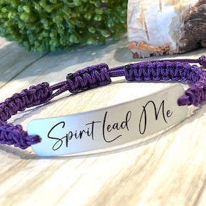Spirit Lead Me Bracelet: Laser Engraved Aluminum, Adjustable Cord