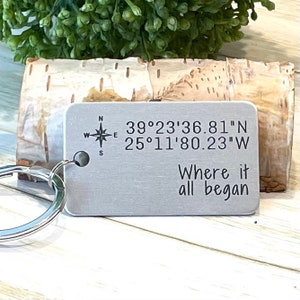 Coordinates Keychain, Anniversary Gift, Valentine&#39;s Day Gift, Latitude Longitude, Couples Keychain, Laser Engraved Keychain, Special Place