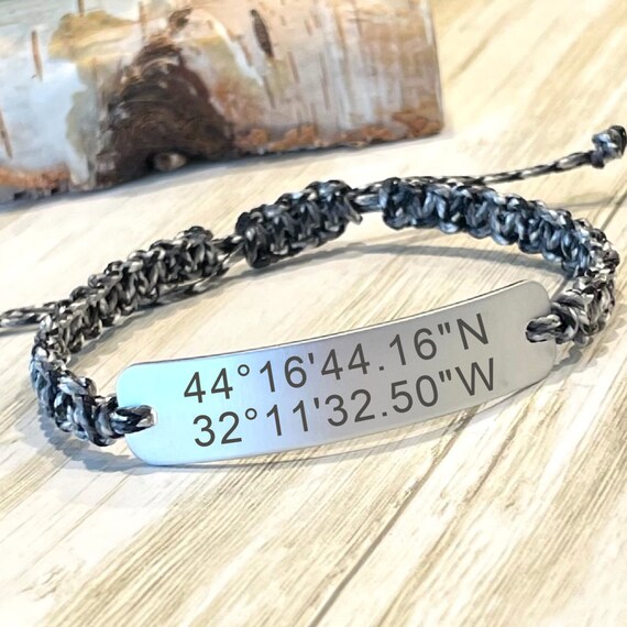 Latitude longitude deals bracelet etsy