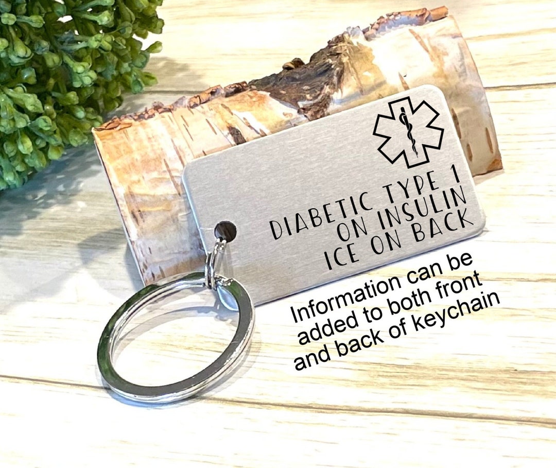 Medical Alert Keychain, Medical ID Keychain, Laser Engraved Keychain