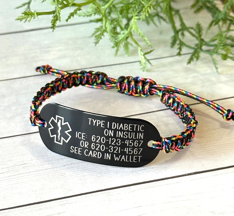 Medical ID Bracelet, Medical Alert Bracelet, Laser Engraved Bracelet, Awareness Bracelet, Adjustable Bracelet, Blood Thinner image 1