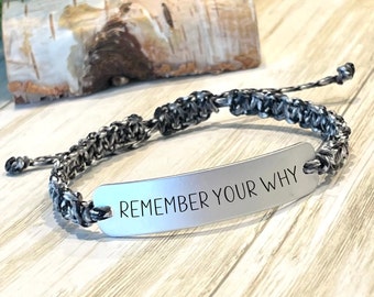 Remember Your Why, Inspirational Bracelet, Cheer Up gift for Friend, Encouragement, Hard Times Gift, Adjustable Cord Bracelet, Support Gift