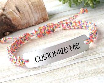 Custom Aluminum Bracelet: Engraved Message, Adjustable Cord