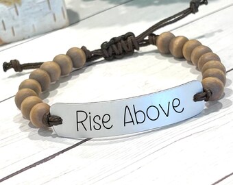 Rise Above, Affirmation Jewelry, Mantra Bracelet, Cheer Up gift for Friend, Encouragement, Hard Times Gift, Support Gift, Beaded Bracelet