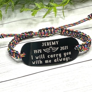 Pulsera conmemorativa grabada con láser: regalo de condolencia