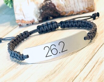 26.2 Marathon Bracelet, Gift for Runner, Marathon Gift, Encouragement, Runner, Support Gift, Adjustable Bracelet, Laser Engraved