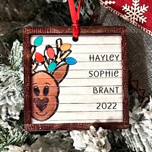 Personalized Reindeer Family Ornament: Custom Hardboard Christmas Keepsake