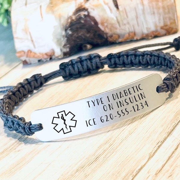 Medical Alert Bracelet, Laser Engraved Bracelet, Medical ID Bracelet, Awareness Bracelet, Adjustable Bracelet, Blood Thinner