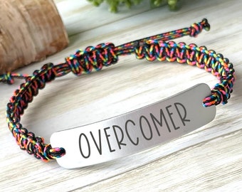 Overcomer, Word Bracelet, Affirmation Jewelry, Inspirational Jewelry, Divorcee Gift, Encouragement Gift, Support Gift, Gift for Friend