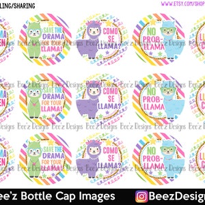Llama Queen- Rainbow- INSTANT DOWNLOAD- 1 Inch Bottle Cap Images