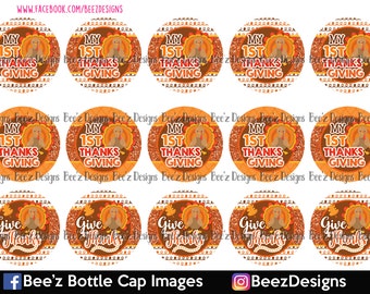 INSTANT DOWNLOAD- Glitter Thanksgiving- 1inch Bottlecap Images- 4x6 Digital Sheet