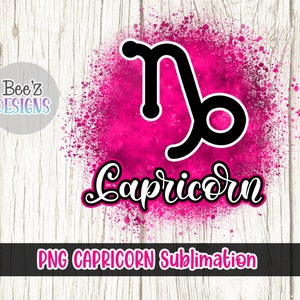Capricorn Zodiac PNG Sublimation Design Transparent Background Instant Download