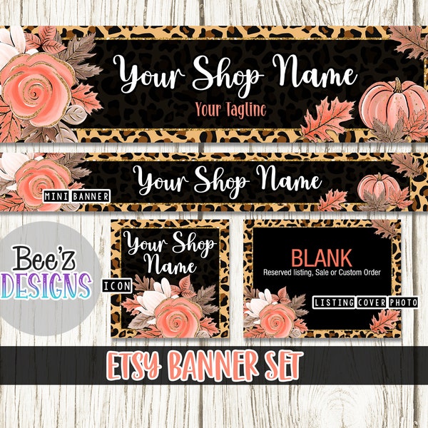 Dierenprint Herfst Etsy Shop Banner Set