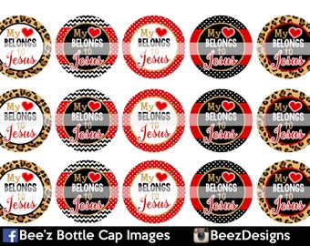 INSTANT DOWNLOAD- Red My Heart Belongs to Jesus- 1inch Bottlecap Images- 4x6 Digital Collage Sheet