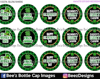 St. Patrick's Day Green Plaid INSTANT DOWNLOAD 1" Inch Bottle Cap Images