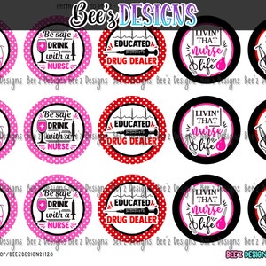 Nurse Born For This INSTANT DOWNLOAD 1 Inch Bottle Cap Images