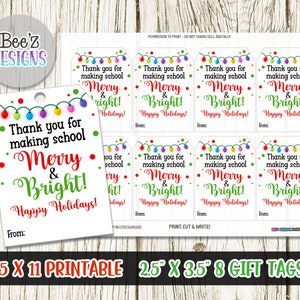 Printable Christmas Gift Tags School Teacher Tags