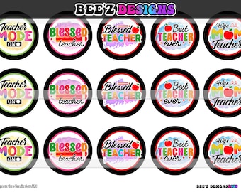 Blessed Teacher INSTANT DOWNLOAD 1 Inch Bottle Cap Images
