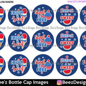 Sweet To Be Free- Denim- INSTANT DOWNLOAD- 1 Inch Bottle Cap Images