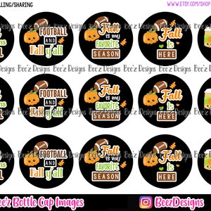 Fall Means Football Black INSTANT DOWNLOAD 1 Inch Bottle Cap Images