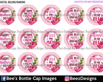 I Love My Mom-02- INSTANT DOWNLOAD- 1 Inch Bottle Cap Images