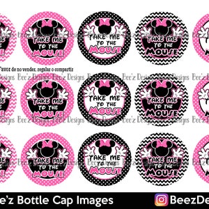 Take me to pink mouse- INSTANT DOWNLOAD- 1 inch Bottle Cap Images