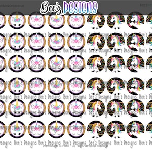 12mm Mixed Unicorns Cabochon Images INSTANT DOWNLOAD JPEG File