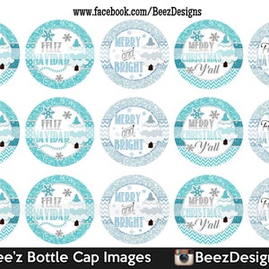 INSTANT DOWNLOAD- Merry & Bright- 1inch Bottlecap Images- 4x6 Digital Collage Sheet