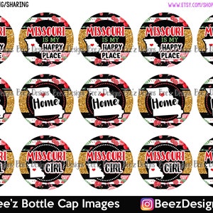 Missouri, My Happy Place, INSTANT DOWNLOAD, 1 Inch Bottle Cap Images