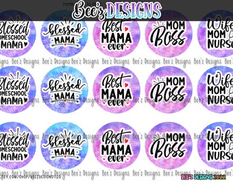 Blessed Mama INSTANT DOWNLOAD 1 Inch Bottle Cap Images